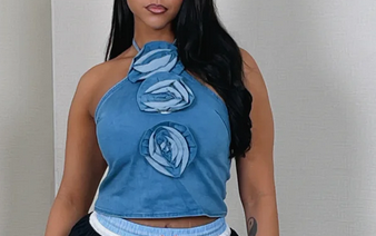 Denim Rose  Top