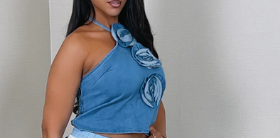 Denim Rose  Top