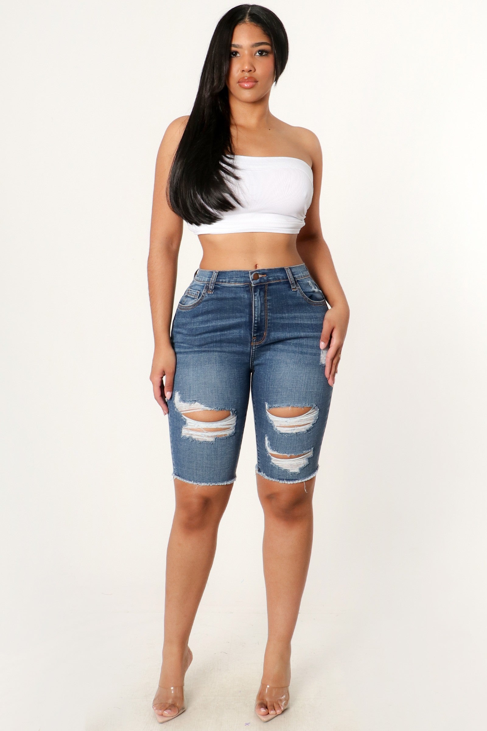 Bara Distressed Short Jeans