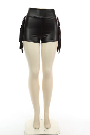 Fringe Leather Shorts