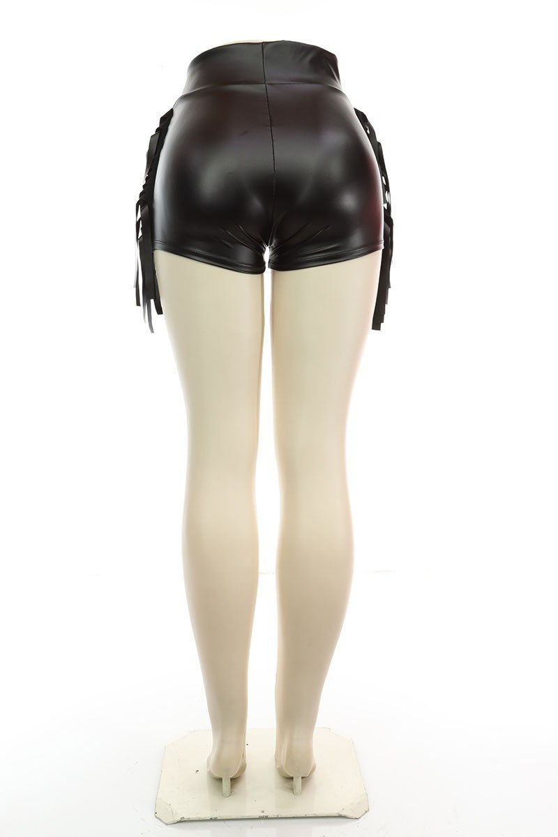 Fringe Leather Shorts