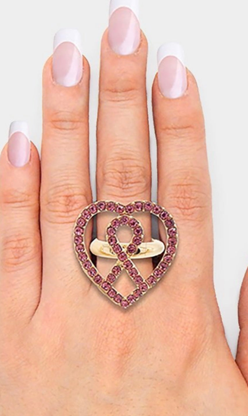 Pink Ribbon Stretch Ring